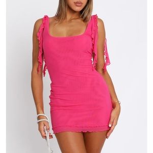 NWT White Fox Boutique Don't Tell Me Now Mini Dress Hot Pink